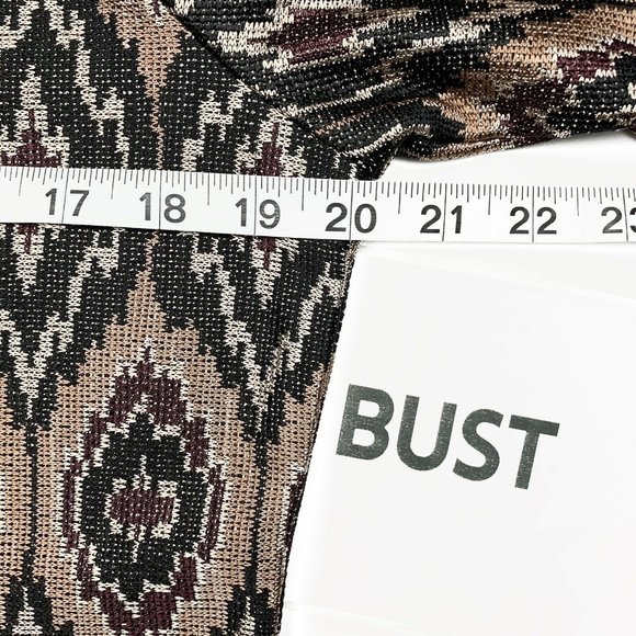 Misook Brown Ikat Knit Cardigan Size Medium Petite - Picture 5 of 6